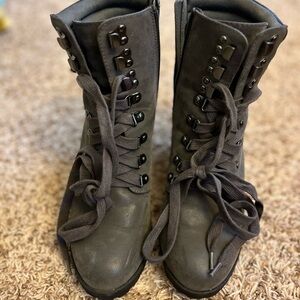 MIA Gray Lace-Up Women's Boots